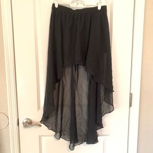 Black sheer high-low skirt with shorts under